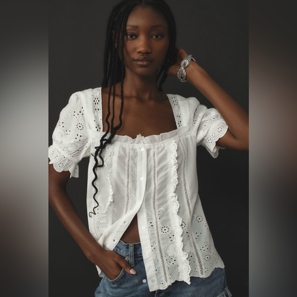 NWT Anthropologie White Eyelet Top